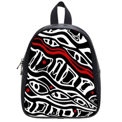 Red, Black And White Abstract Art School Bags (small)  by Valentinaart