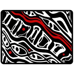 Red, Black And White Abstract Art Fleece Blanket (large)  by Valentinaart