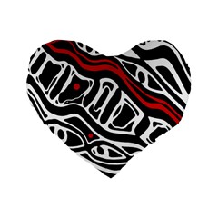 Red, Black And White Abstract Art Standard 16  Premium Flano Heart Shape Cushions by Valentinaart