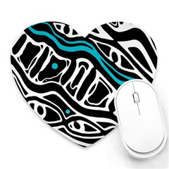 Blue, Black And White Abstract Art Heart Mousepads by Valentinaart