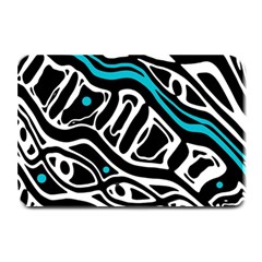 Blue, Black And White Abstract Art Plate Mats by Valentinaart