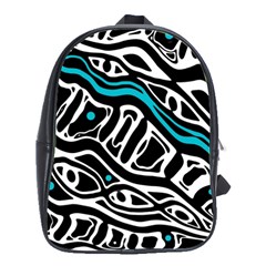 Blue, Black And White Abstract Art School Bags(large)  by Valentinaart