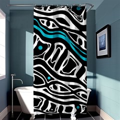 Blue, Black And White Abstract Art Shower Curtain 36  X 72  (stall)  by Valentinaart