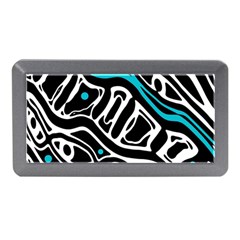 Blue, Black And White Abstract Art Memory Card Reader (mini) by Valentinaart