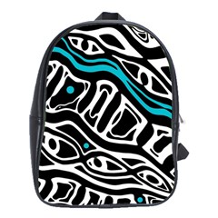 Blue, Black And White Abstract Art School Bags (xl)  by Valentinaart