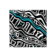 Blue, Black And White Abstract Art Satin Bandana Scarf by Valentinaart