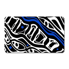 Deep Blue, Black And White Abstract Art Magnet (rectangular) by Valentinaart