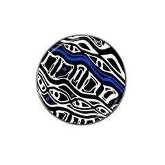 Deep Blue, Black And White Abstract Art Hat Clip Ball Marker (4 Pack) by Valentinaart