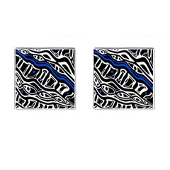 Deep Blue, Black And White Abstract Art Cufflinks (square) by Valentinaart