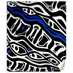 Deep Blue, Black And White Abstract Art Canvas 8  X 10  by Valentinaart