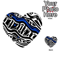 Deep Blue, Black And White Abstract Art Playing Cards 54 (heart)  by Valentinaart