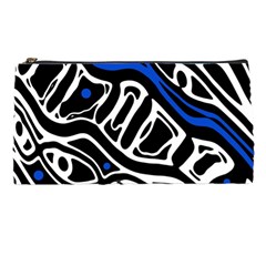 Deep Blue, Black And White Abstract Art Pencil Cases