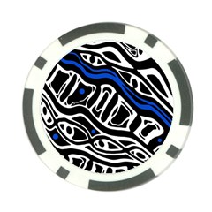 Deep Blue, Black And White Abstract Art Poker Chip Card Guards (10 Pack)  by Valentinaart