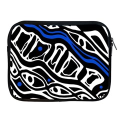 Deep Blue, Black And White Abstract Art Apple Ipad 2/3/4 Zipper Cases by Valentinaart