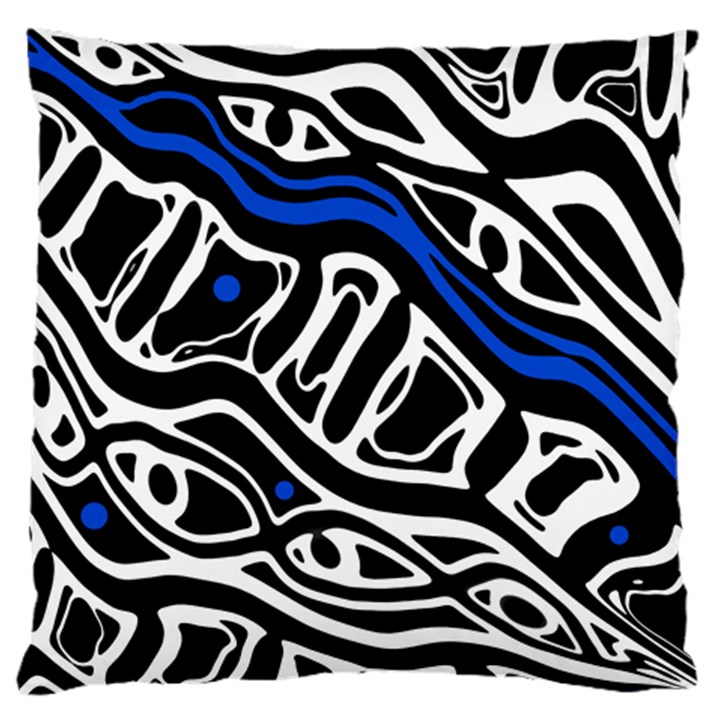 Deep blue, black and white abstract art Large Flano Cushion Case (Two Sides)