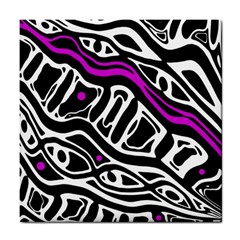 Purple, Black And White Abstract Art Tile Coasters by Valentinaart