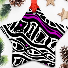 Purple, Black And White Abstract Art Ornament (star)  by Valentinaart