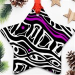 Purple, black and white abstract art Ornament (Star)  Front