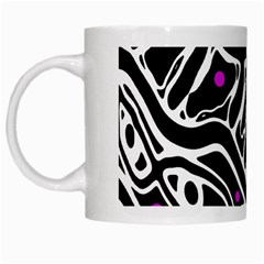 Purple, Black And White Abstract Art White Mugs by Valentinaart