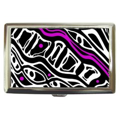 Purple, Black And White Abstract Art Cigarette Money Cases by Valentinaart