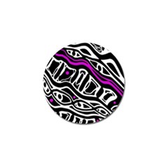 Purple, Black And White Abstract Art Golf Ball Marker by Valentinaart