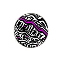 Purple, Black And White Abstract Art Hat Clip Ball Marker (4 Pack) by Valentinaart