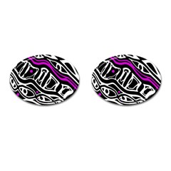 Purple, Black And White Abstract Art Cufflinks (oval) by Valentinaart