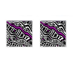 Purple, Black And White Abstract Art Cufflinks (square) by Valentinaart