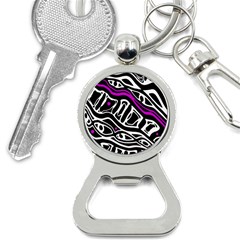 Purple, Black And White Abstract Art Bottle Opener Key Chains by Valentinaart