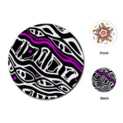 Purple, Black And White Abstract Art Playing Cards (round)  by Valentinaart