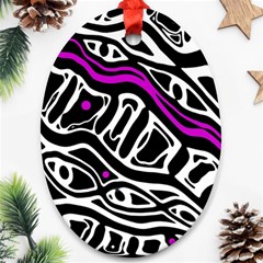 Purple, Black And White Abstract Art Oval Ornament (two Sides) by Valentinaart