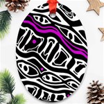 Purple, black and white abstract art Oval Ornament (Two Sides) Back