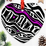 Purple, black and white abstract art Heart Ornament (2 Sides) Front