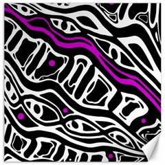 Purple, Black And White Abstract Art Canvas 16  X 16   by Valentinaart