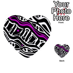 Purple, Black And White Abstract Art Multi-purpose Cards (heart) 