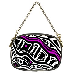 Purple, Black And White Abstract Art Chain Purses (one Side)  by Valentinaart