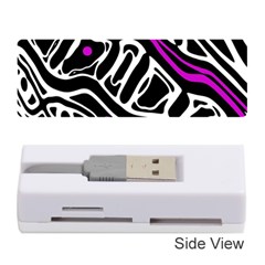 Purple, Black And White Abstract Art Memory Card Reader (stick)  by Valentinaart