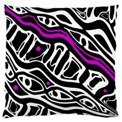 Purple, Black And White Abstract Art Large Flano Cushion Case (one Side) by Valentinaart