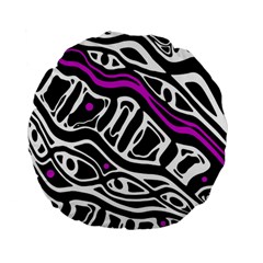 Purple, Black And White Abstract Art Standard 15  Premium Flano Round Cushions by Valentinaart