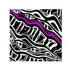 Purple, Black And White Abstract Art Small Satin Scarf (square) by Valentinaart