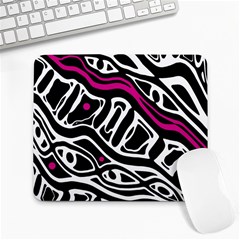 Magenta, Black And White Abstract Art Large Mousepads by Valentinaart