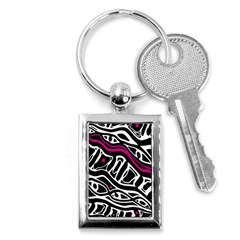 Magenta, Black And White Abstract Art Key Chains (rectangle)  by Valentinaart