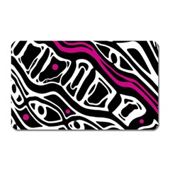 Magenta, Black And White Abstract Art Magnet (rectangular) by Valentinaart