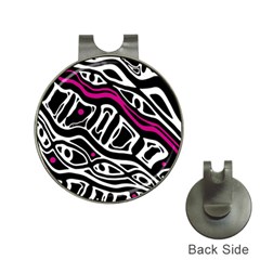 Magenta, Black And White Abstract Art Hat Clips With Golf Markers by Valentinaart