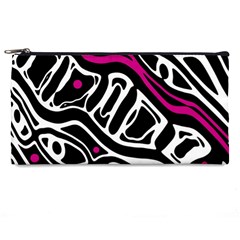 Magenta, Black And White Abstract Art Pencil Cases