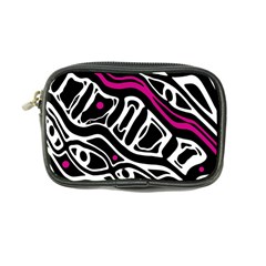 Magenta, Black And White Abstract Art Coin Purse by Valentinaart