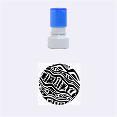 Magenta, Black And White Abstract Art Rubber Round Stamps (small)