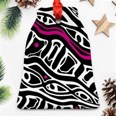 Magenta, Black And White Abstract Art Ornament (bell)  by Valentinaart