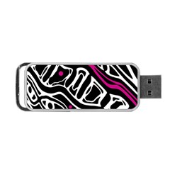 Magenta, Black And White Abstract Art Portable Usb Flash (one Side) by Valentinaart