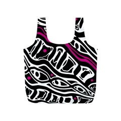 Magenta, Black And White Abstract Art Full Print Recycle Bags (s)  by Valentinaart